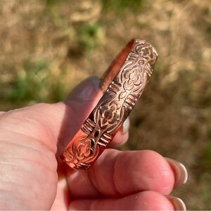 Navajo Hand Made Floral Copper Bracelet